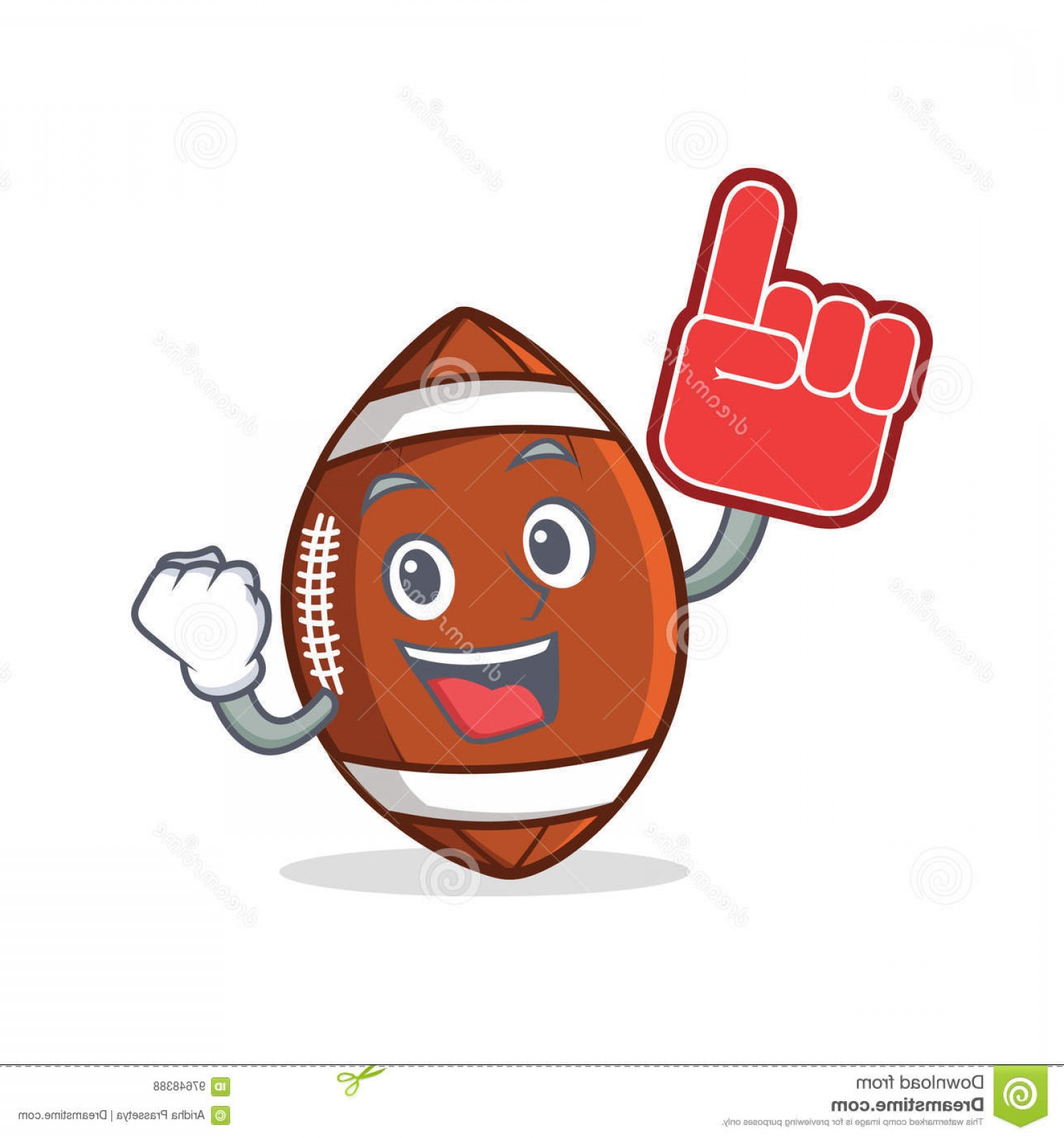 1560x1668 Stock Illustration American Football Character Cartoon Foam Finger