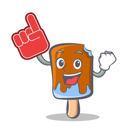 450x450 Ice Cream Character Cartoon With Foam Finger Vector Illustration