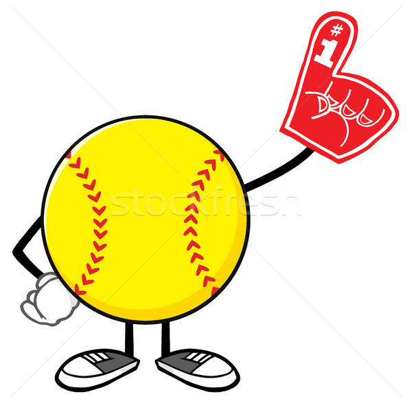 600x587 Softball Faceless Cartoon Mascot Character Wearing A Foam Finger