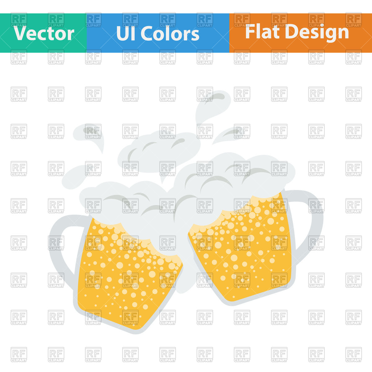 1200x1200 Flat Design Two Beer Mugs With Foam Vector Image Of Objects