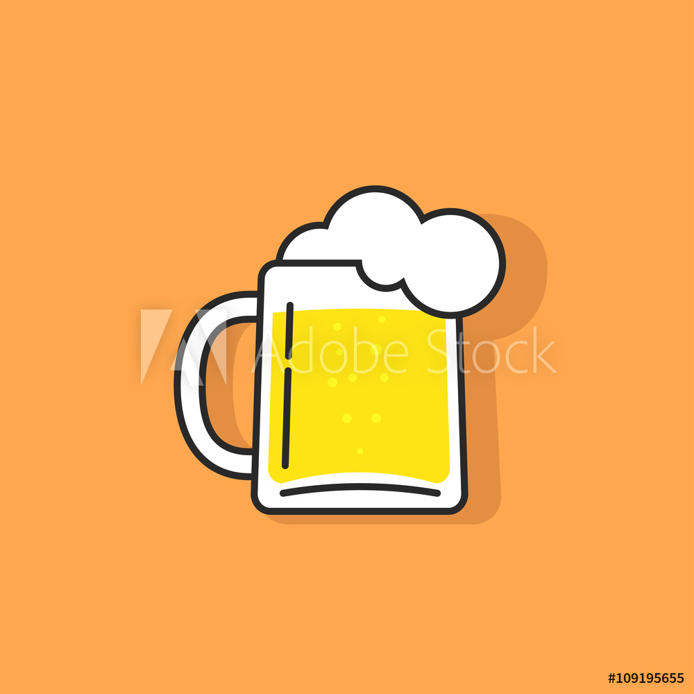 1000x1000 Photo Art Print White Beer Glass With Foam Vector Icon, Concept