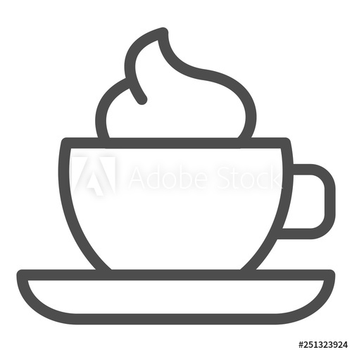 500x500 Coffee Cup With Cream Line Icon Mug Of Coffee With Foam Vector