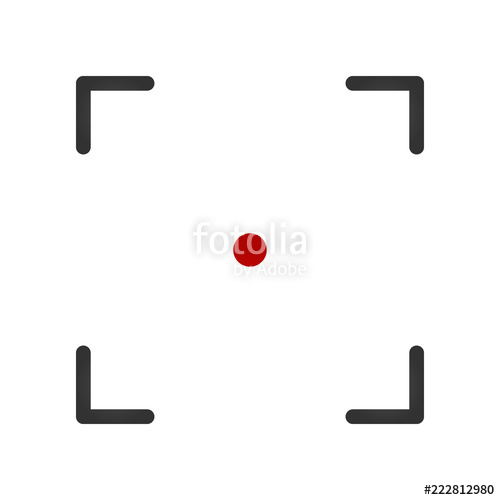 500x500 Focusing Vector Icon With Red Dot, Simle Vector Illustration