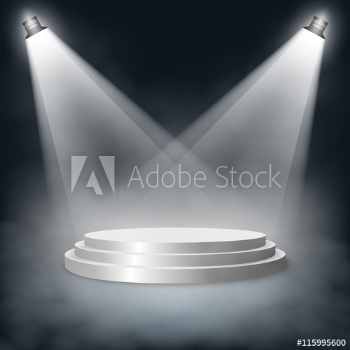 500x500 Pedestal With Steps Lit Two Lights In The Fog Vector