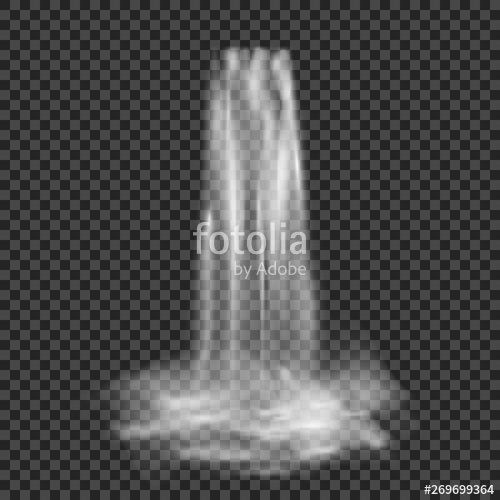 500x500 Realistic Nature Stream Of Waterfall With Clear Water Rainbow