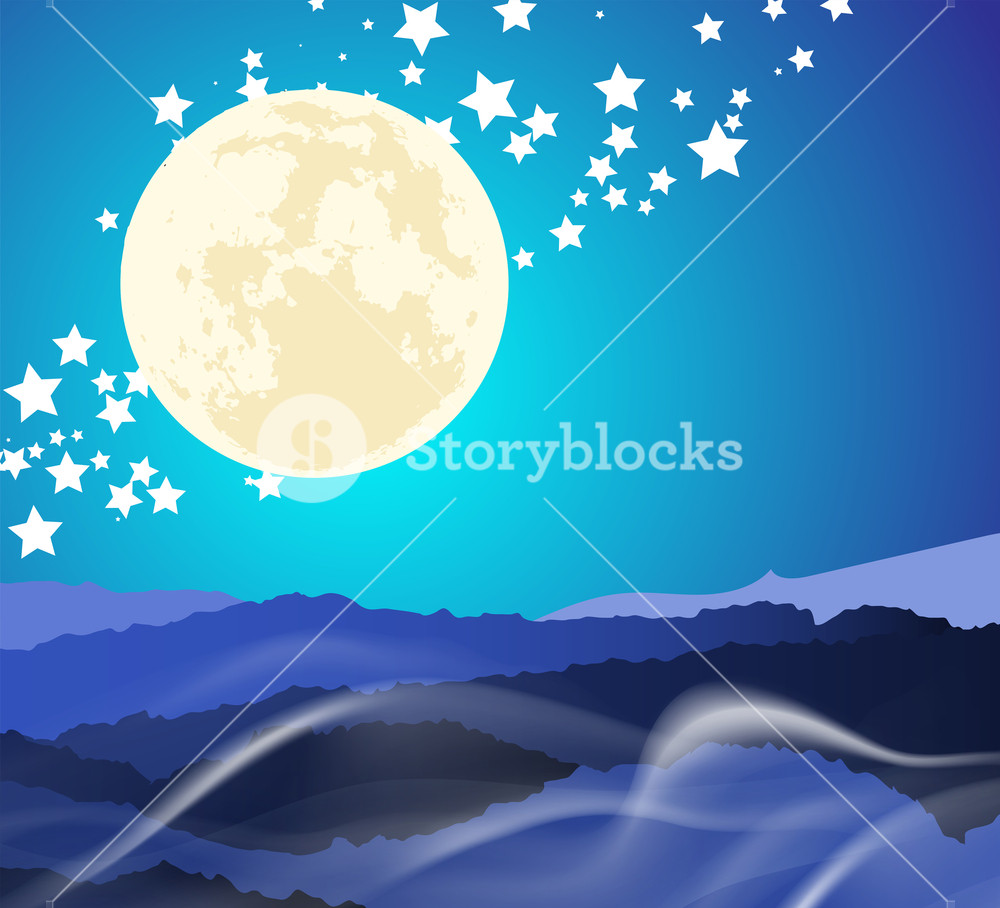 1000x908 Beautiful Landscape Of Mountain Layer In Night Moonlight Ray