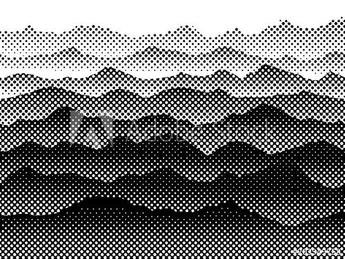 500x375 Black And White Halftone Mountains In The Fog Vector
