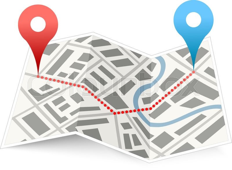 800x587 Folded Map Icon With Track Between Gps Stock Vector Colourbox