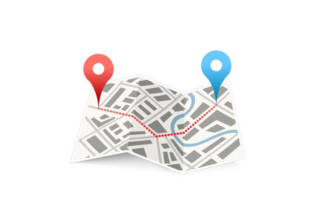 626x417 Folded Map Icon With Track Between Gps Points Isolated Vector