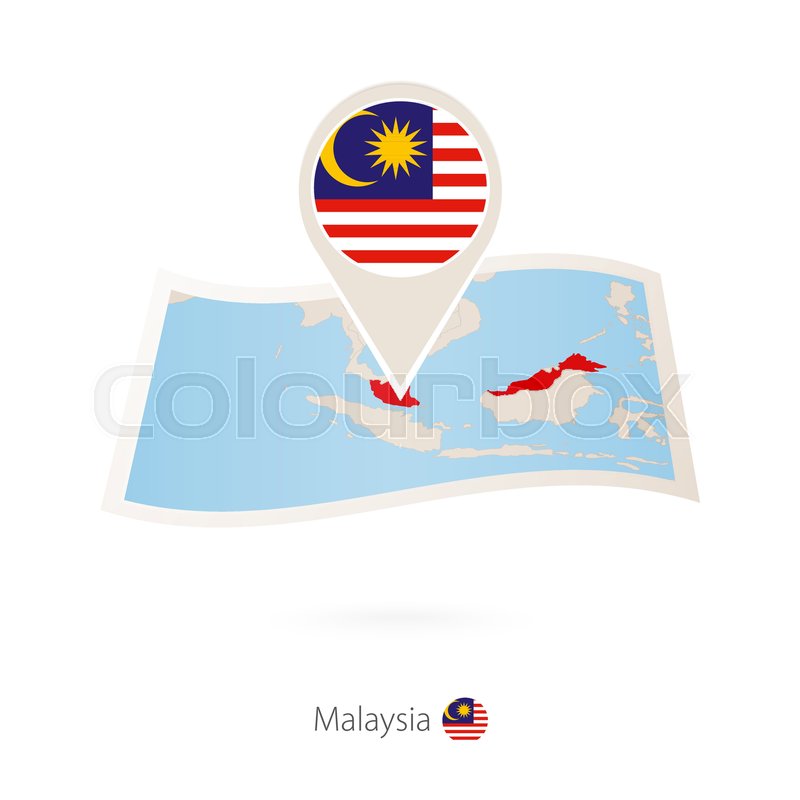 800x800 Folded Paper Map Of Malaysia With Flag Stock Vector Colourbox