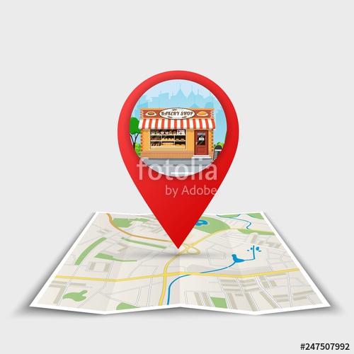 500x500 The Best Location Bakery Folded Maps With Color Point On The Map