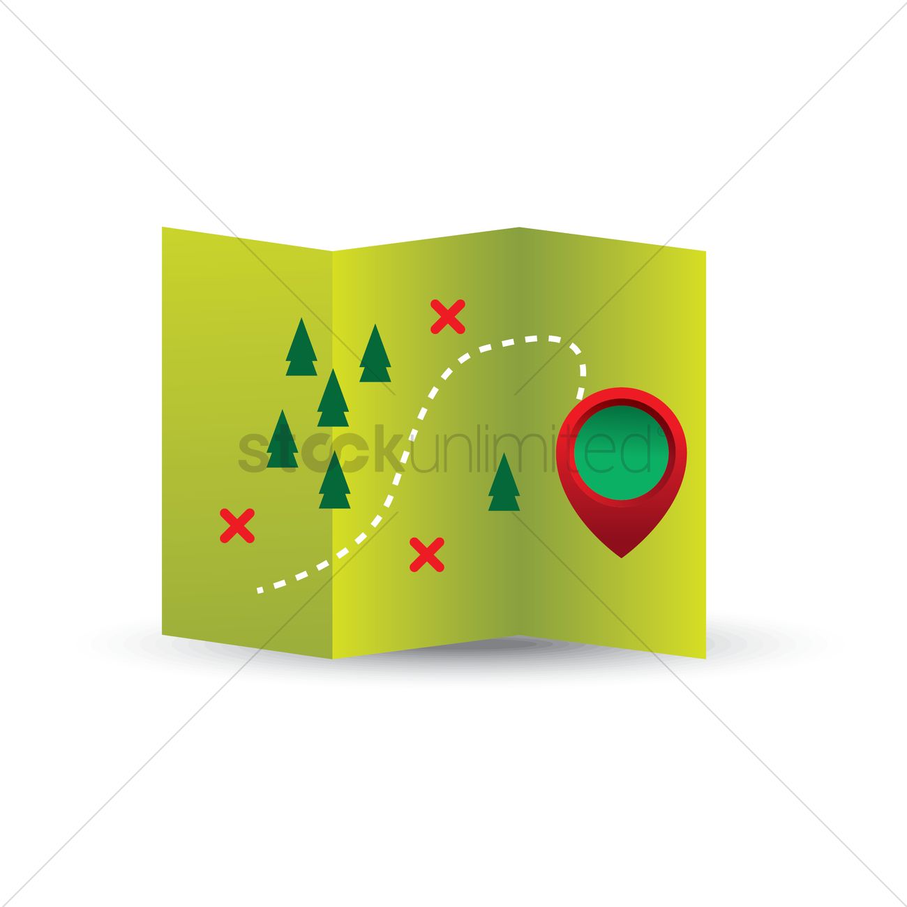 1300x1300 Map Pointer On Folded Paper Vector Image