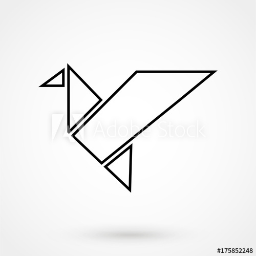 500x500 Origami Bird Geometric Line Shape For Art Of Folded Paper Vector