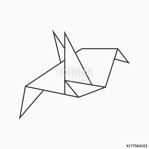 500x500 Origami Bird Line Geometric Figure For Art Of Folded Paper