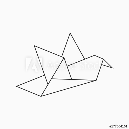 500x500 Origami Bird Line Geometric Shape For Art Of Folded Paper Vector