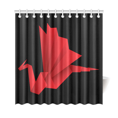 500x500 Red Origami Dragon Folded Paper Vector Shower Curtain Id