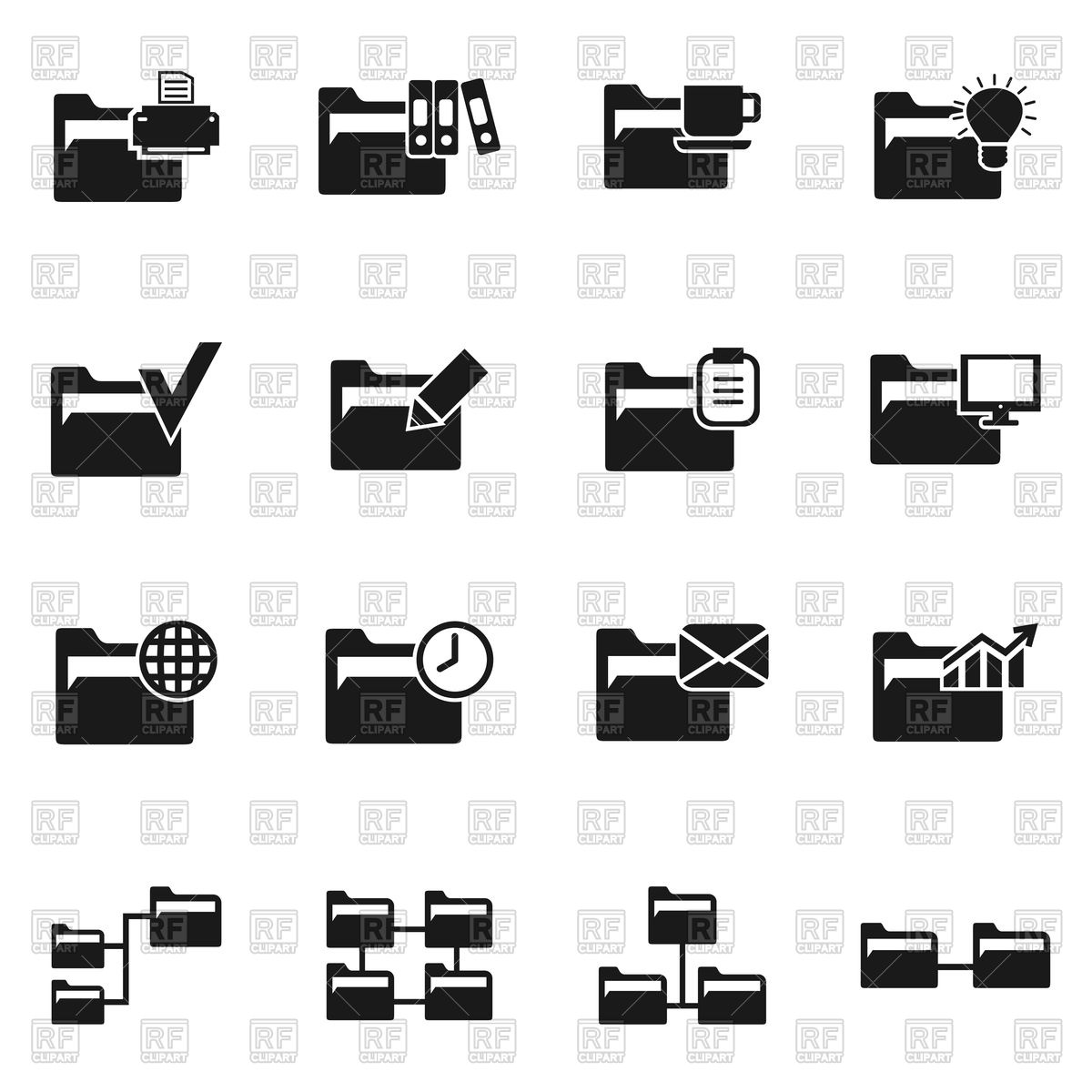 1200x1200 Set Of Folder Icons Vector Image Of Objects