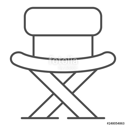 500x500 Fishing Chair Thin Line Icon Folding Chair Vector Illustration