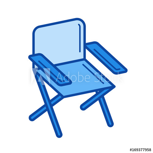 500x500 Folding Chair Vector Line Icon Isolated On White Background
