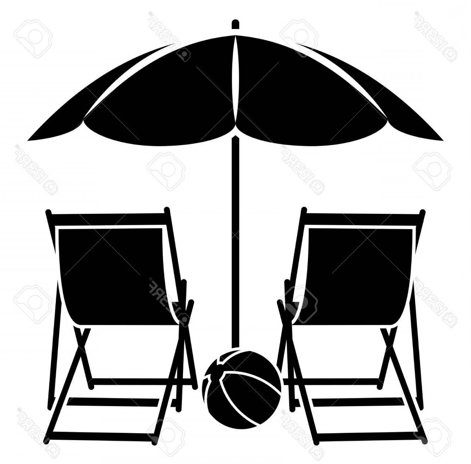 1560x1538 Photostock Vector Vector Deck Chairs Under Beach Umbrella Isolated
