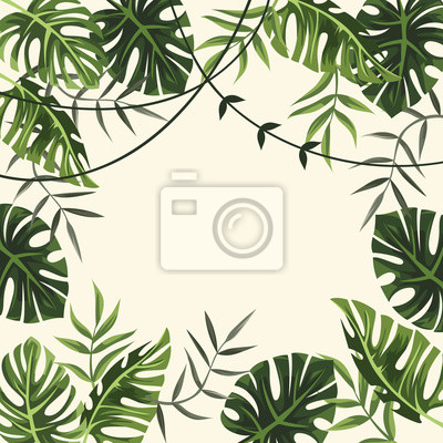 400x400 Tropical Frame Background Foliage Vector Illustration Wall