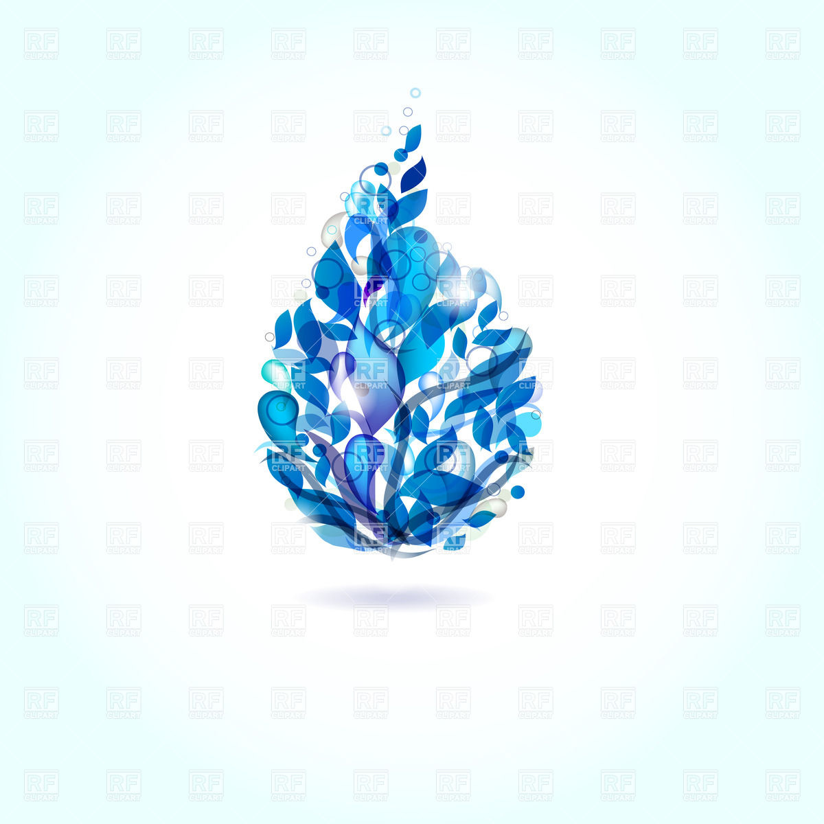 1200x1200 Abstract Symbolic Water Drop Made Of Blue Foliage Vector Image
