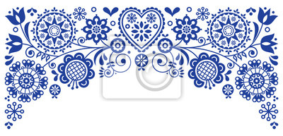 400x193 Folk Art Frame Border Retro Vector Greeting Card Design, Floral