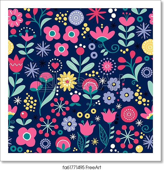 561x581 Free Art Print Of Floral Seamless Vector Folk Art Pattern