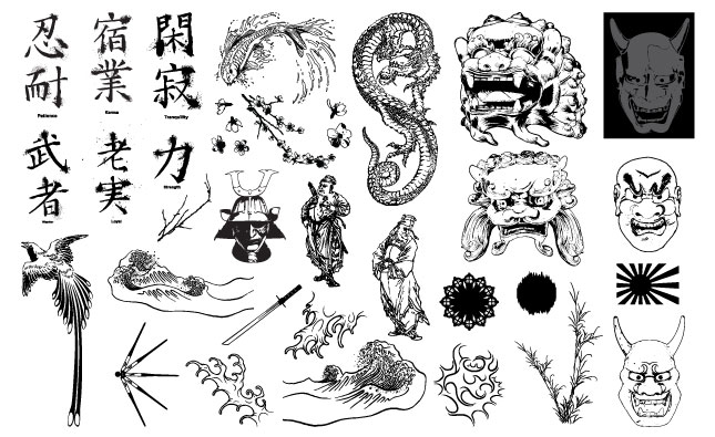645x395 East Asian Folk Art Vector Pack