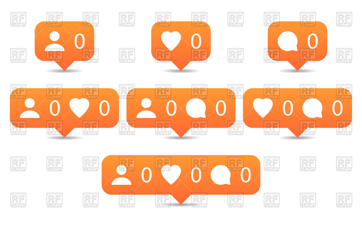 1200x750 Like, Follow, Comment Icons In Flat Style Vector Image Of Icons