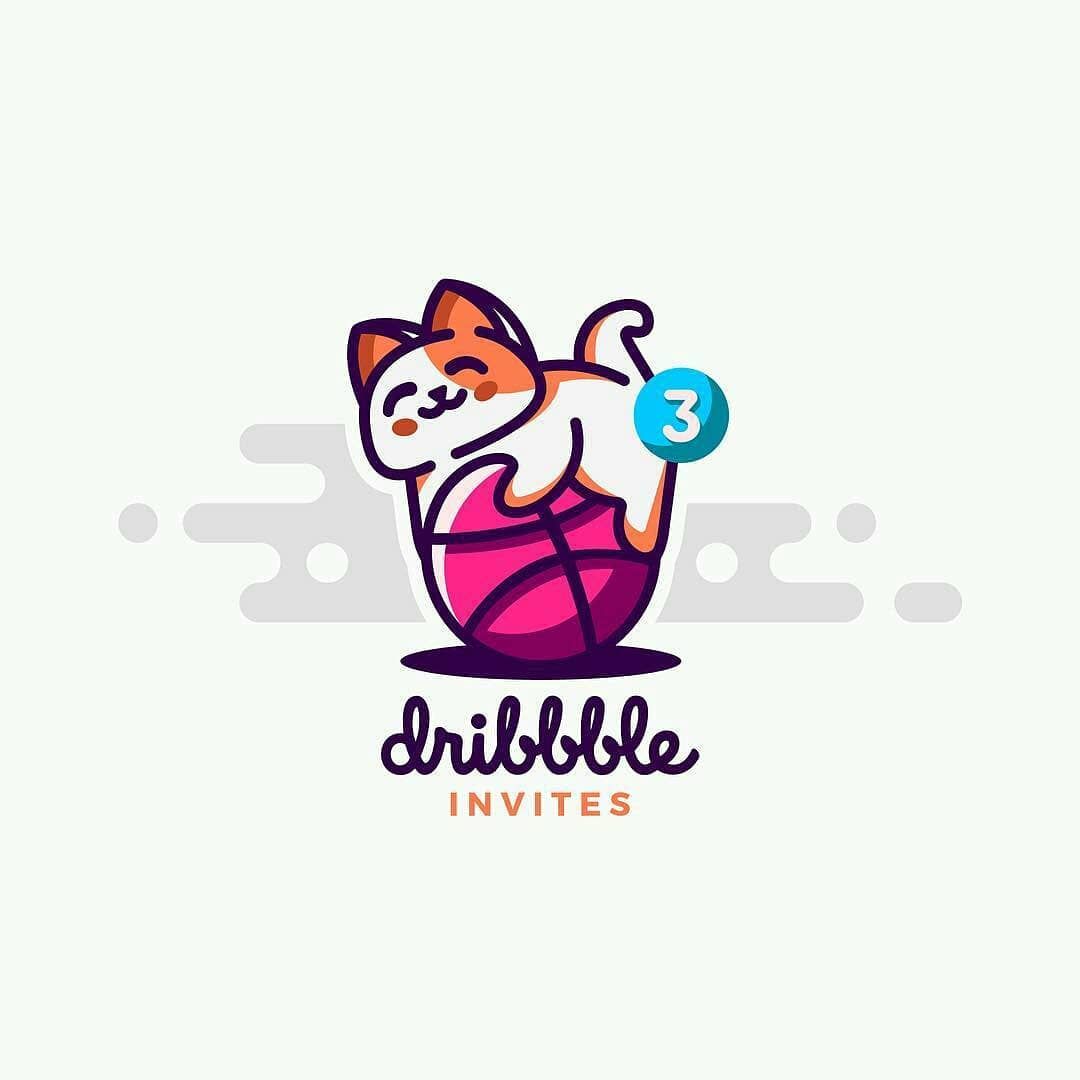 1080x1080 Cute Cat On A Basketball Ball Playing Modern Logo Design Vector
