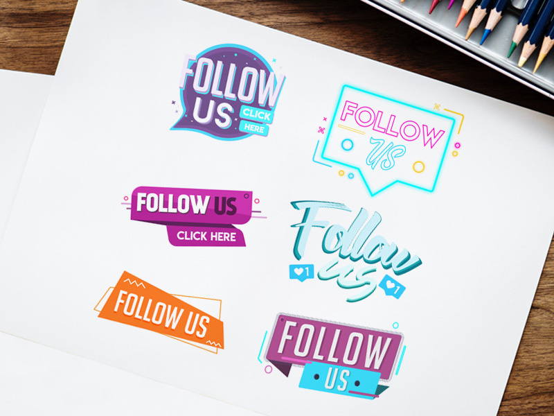800x600 Free Follow Us Banner Vector Set