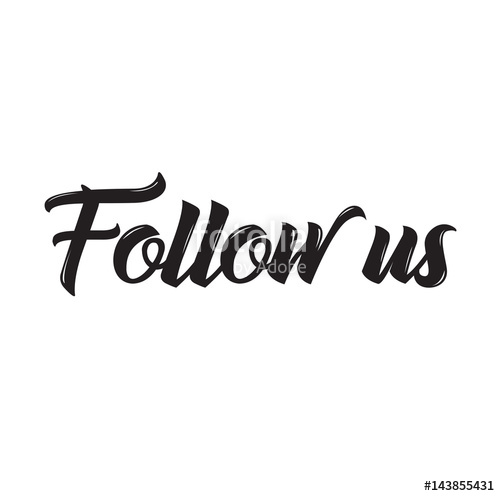 500x496 Follow Us, Text Design Vector Calligraphy Typography Poster
