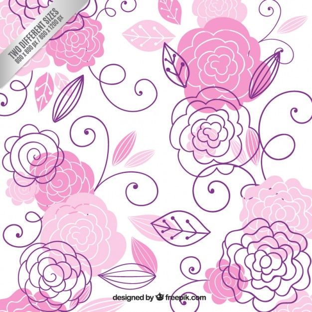 626x626 Dibujado A Mano Flores De Color Rosa Fondo Vector Gratis