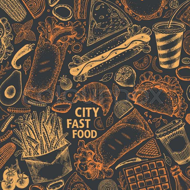 800x800 Fast Food Vector Background Street Stock Vector Colourbox