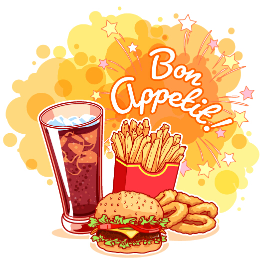 529x527 Fast Food With Grunge Background Vector Free Download