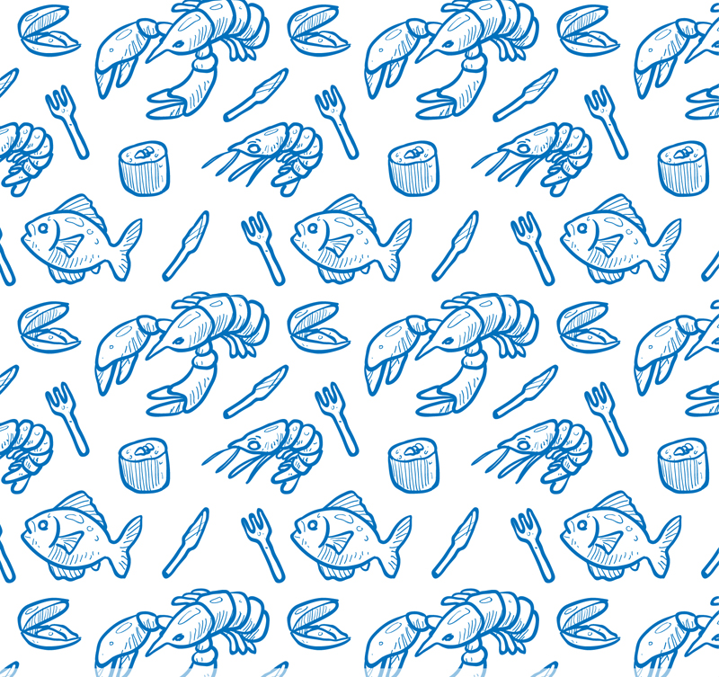 800x753 Preview Seafood Food Seamless Background Vector