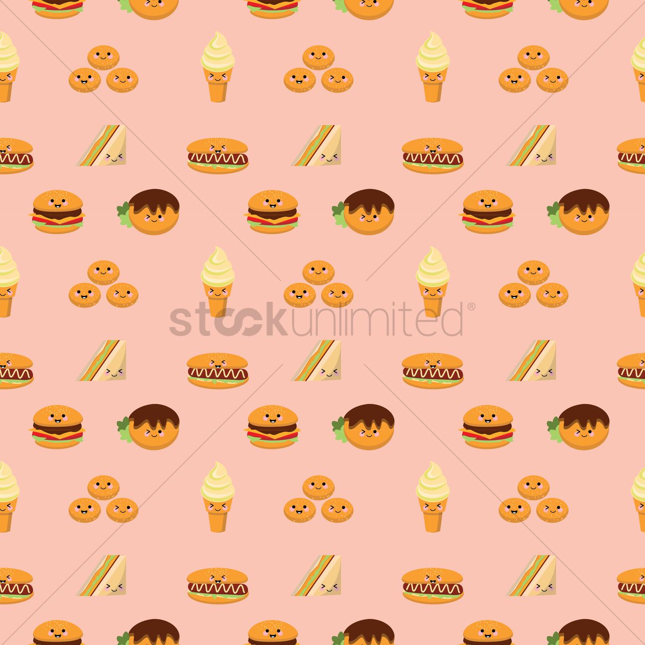 1300x1300 Cute Food Background Vector Image