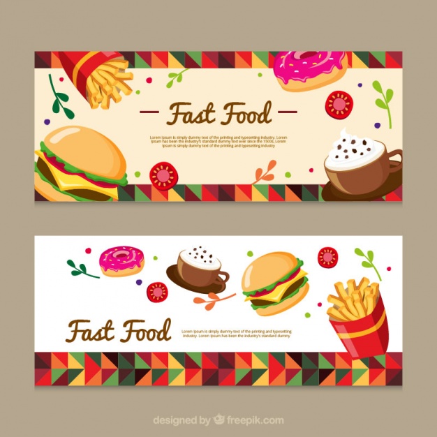626x626 Geometric Fast Food Banners Vector Premium Download