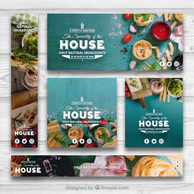 626x626 Healthy Food Banner Set Vector Free Download
