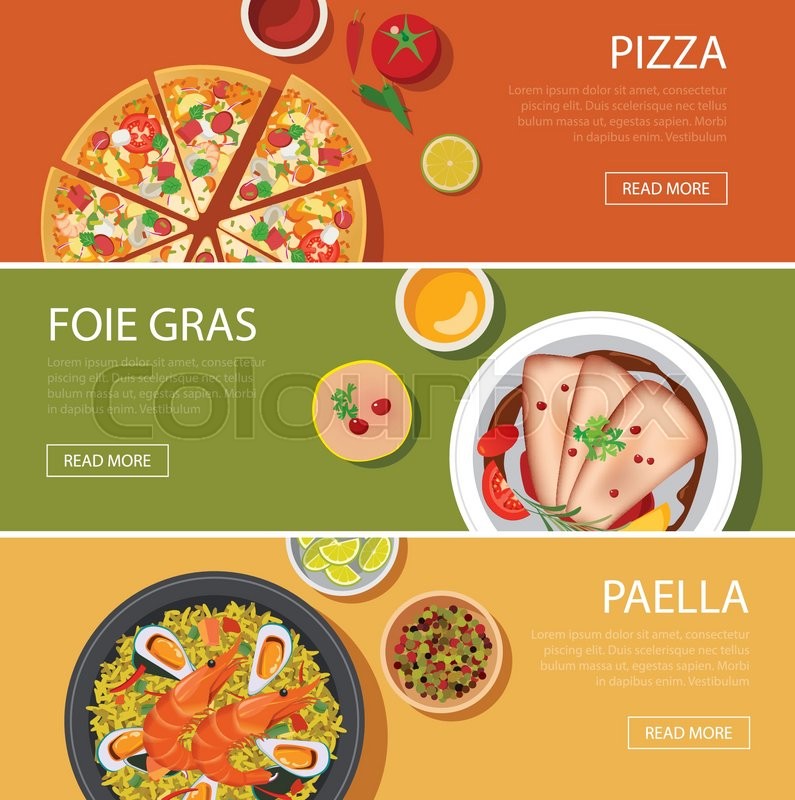 795x800 Popular Food Web Banner Flat Design, Stock Vector Colourbox