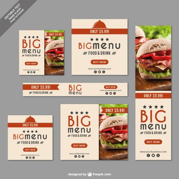 626x626 Fast Food Restaurant Banner Set Vector Free Download
