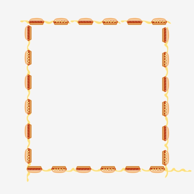640x640 Cute Hot Dog Food Border Vector Elements, Food Border, Hot Dog