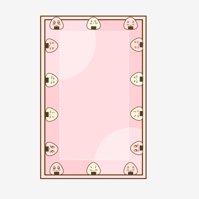640x640 Minimalistic Vector Cute Food Rice Ball Border, Border, Vector