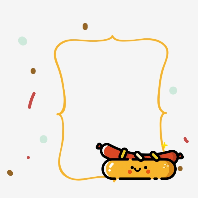 640x640 Cartoon Food Border Hot Dog Food Border Food Border Decorative