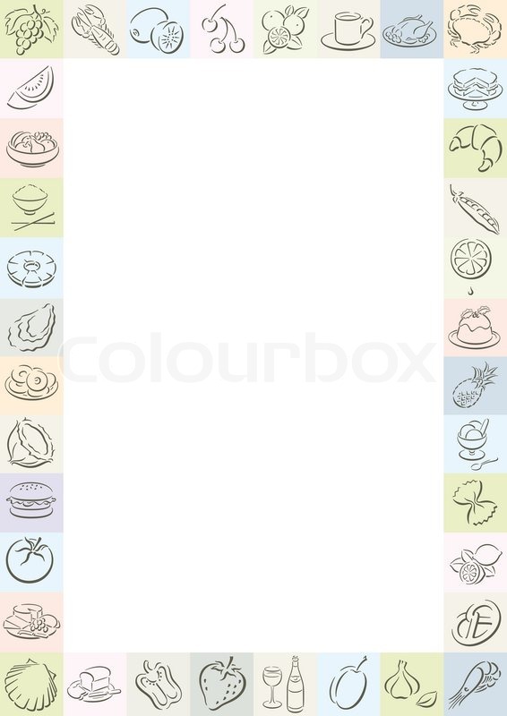 566x800 Colorful Border With Food Symbols Stock Vector Colourbox