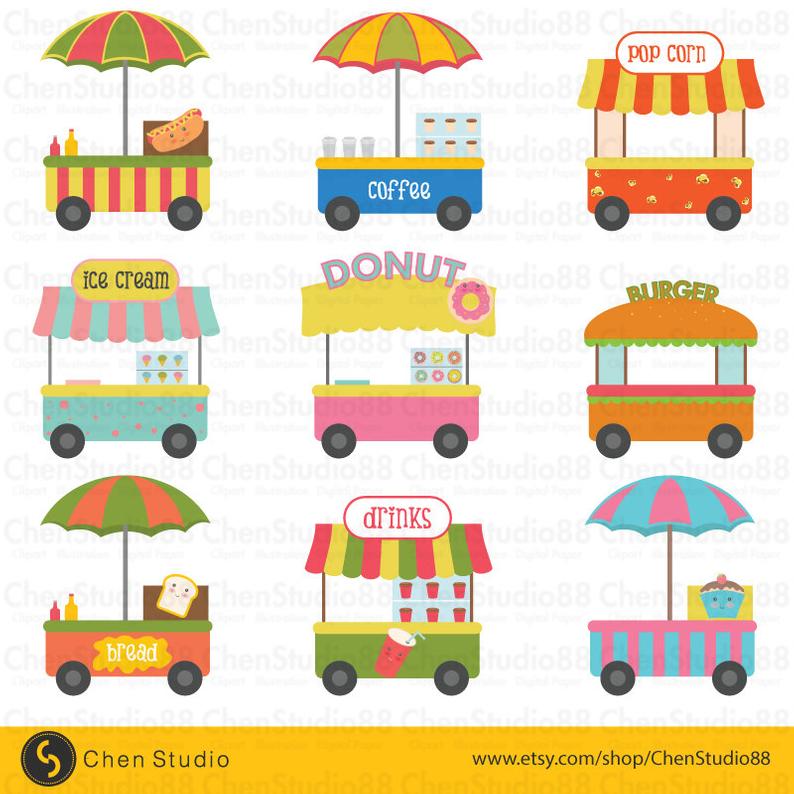 794x794 Food Cart Vector Digital Clipart Instant Download Pdf Etsy