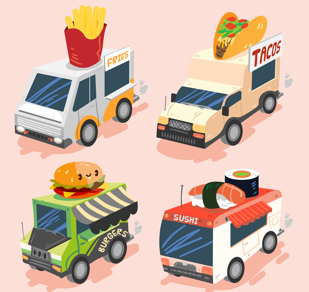 1000x946 Preview Creative Three Dimensional Fast Food Cart Vector Material