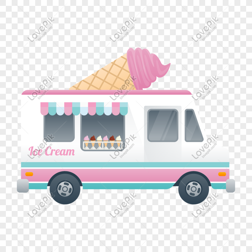 860x860 Delicious Ice Cream Fast Food Cart Vector Material Png