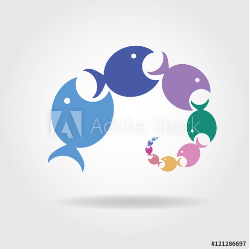 500x500 Spiral Made Of Predators Fish, Infinite Food Chain Or Hunting